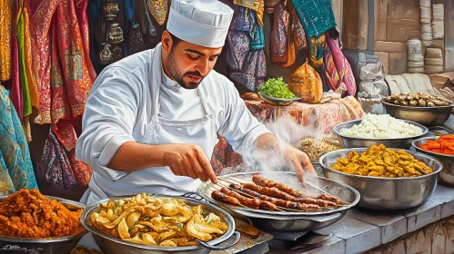 Street Chef in Action at Market