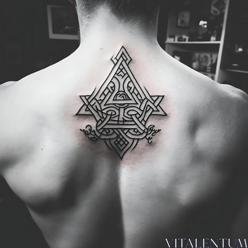 Geometric Tattoo Design on Back AI Image