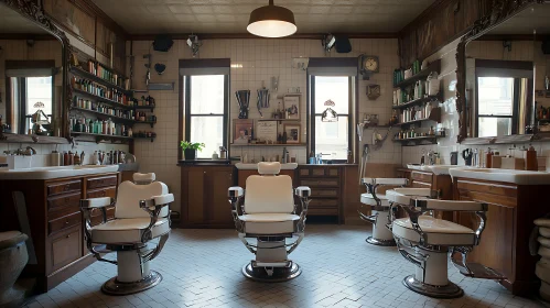 Old-fashioned Barber Shop with Chairs