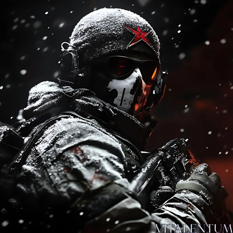 AI ART Snow Covered Soldier Portrait