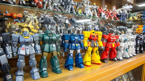 Shelf of Robot Action Figures