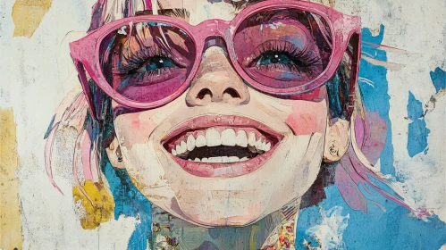 Joyful Woman in Pink Shades Artwork