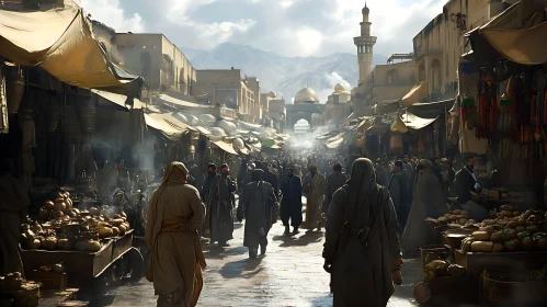Bustling Market in the Middle East