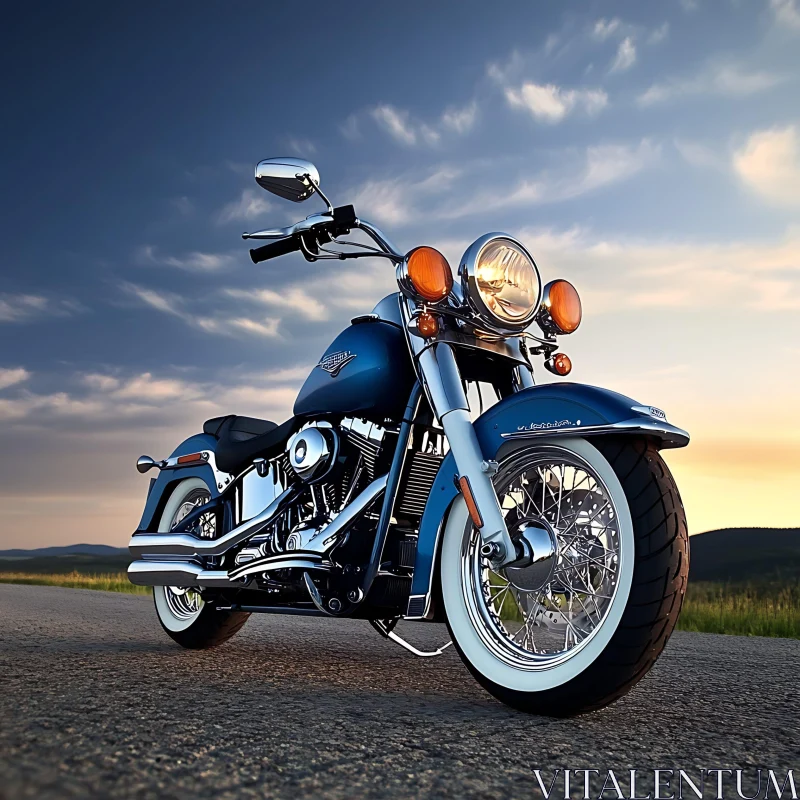 Classic Motorcycle on Open Road AI Image