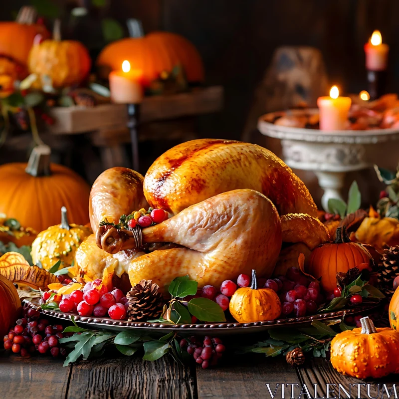 Autumn Harvest Turkey Dinner Still Life AI Image