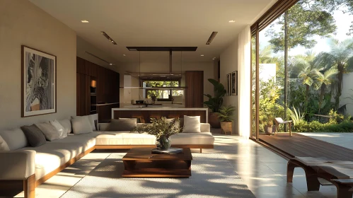 Modern Interior with Garden View