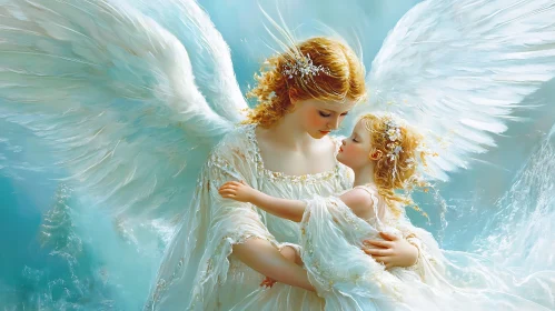 Guardian Angel with Child in Gentle Embrace