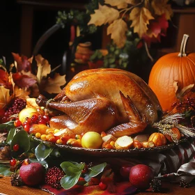 Golden Roasted Turkey with Autumnal Garnishes