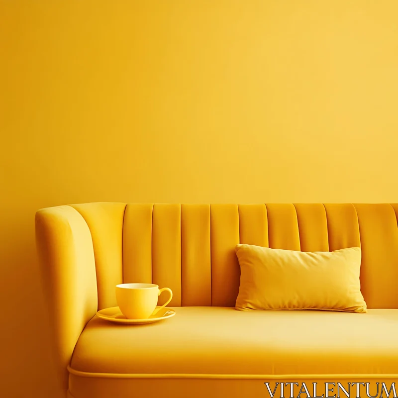 Monochromatic Yellow Interior Still Life AI Image