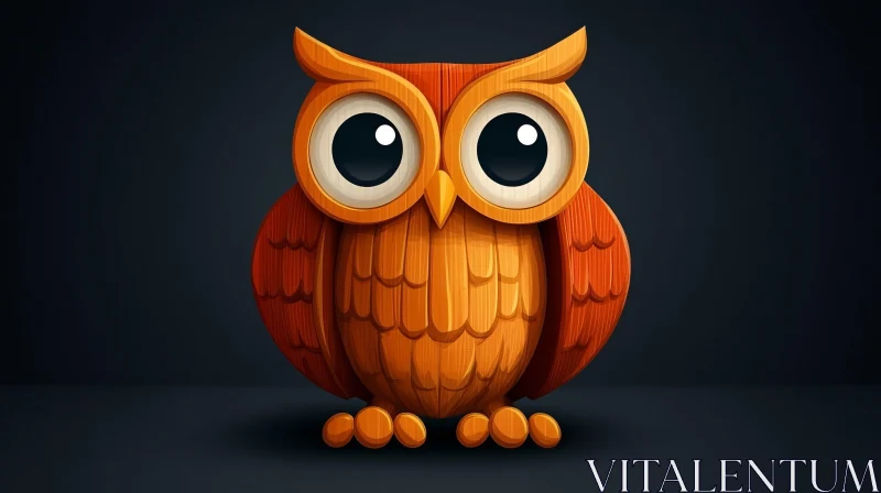 AI ART Artistic Wooden Owl with Big Eyes