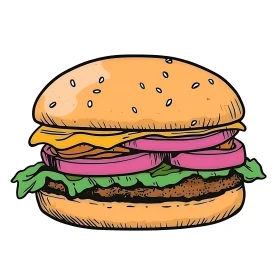 Cartoon Burger Illustration