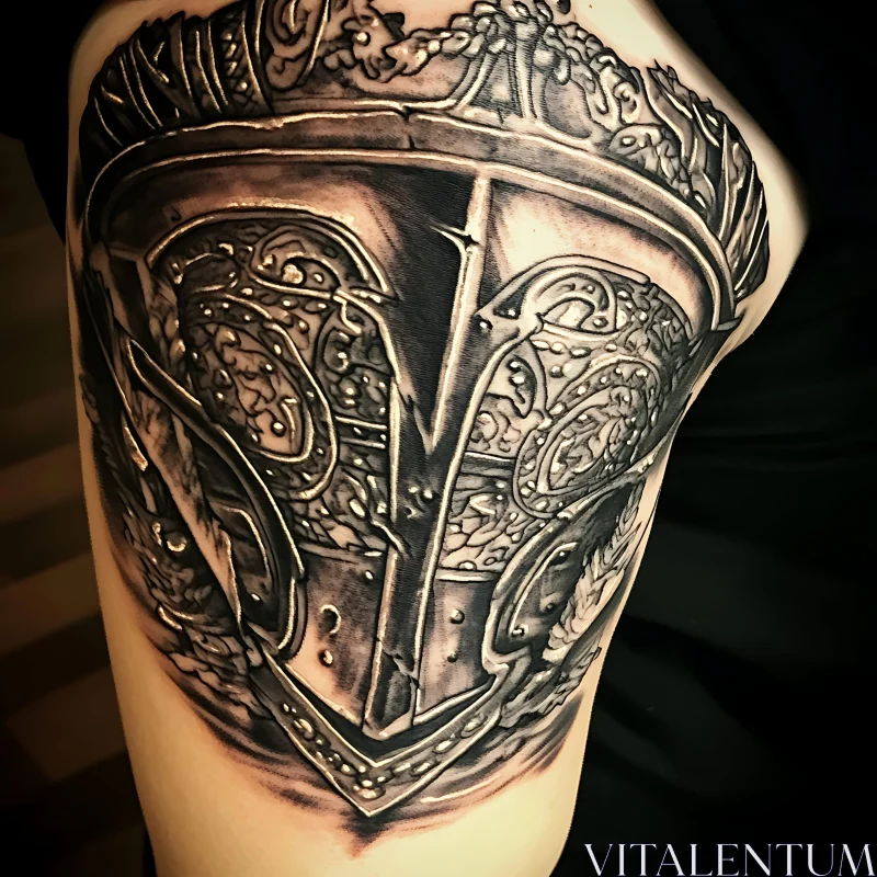 Detailed Armor Tattoo Black and Grey AI Image