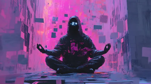 Digital Meditation: A Cyberpunk Scene