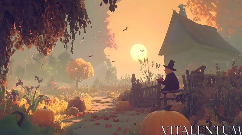 Picturesque Autumnal Harvest Landscape AI Image