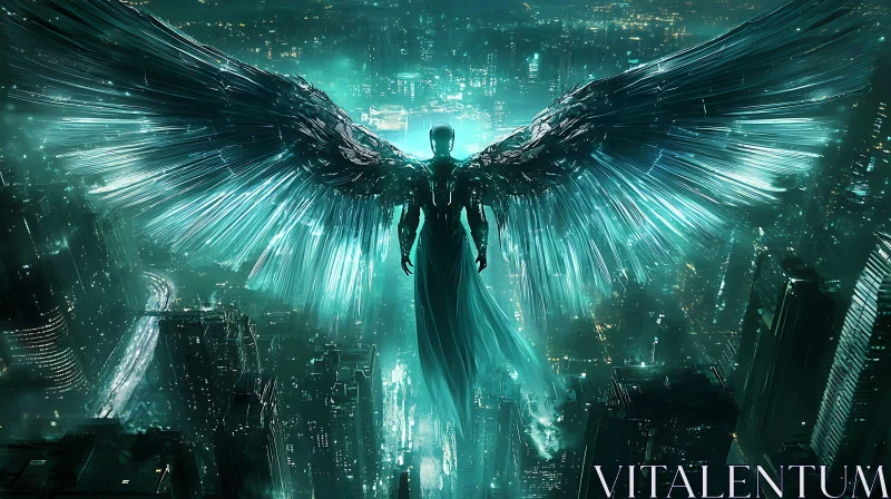 AI ART Guardian Angel in Futuristic Metropolis