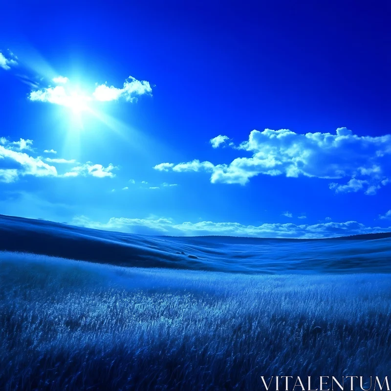 AI ART Sunlit Meadow Beneath Azure Skies