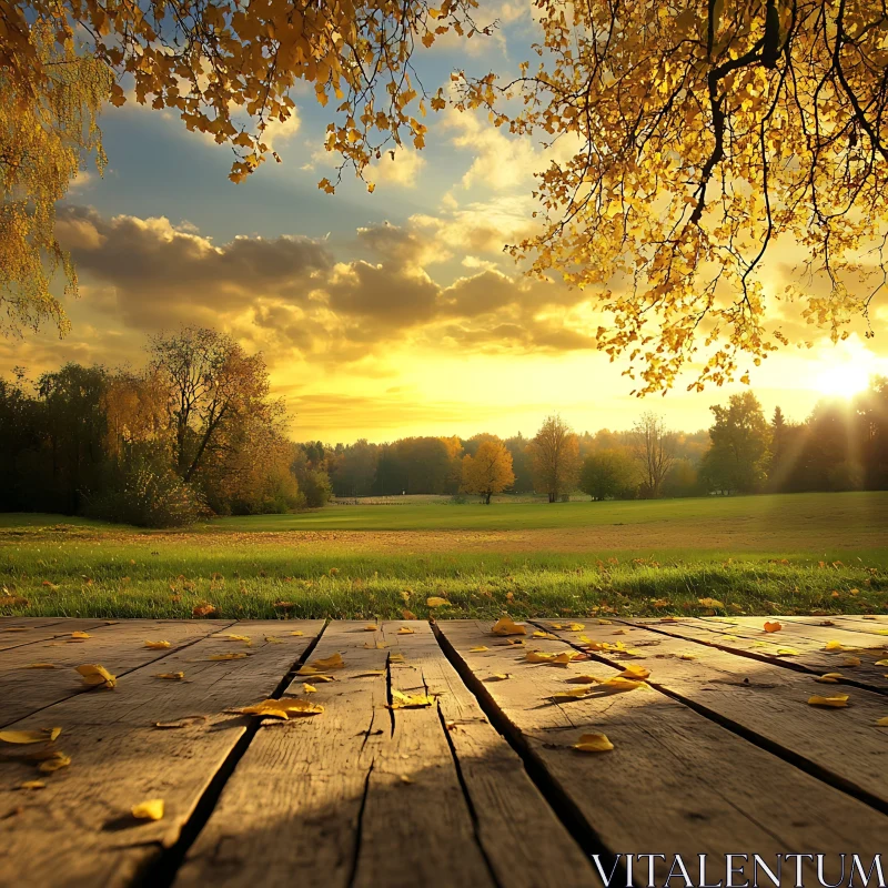 Autumnal Deck at Sunset AI Image