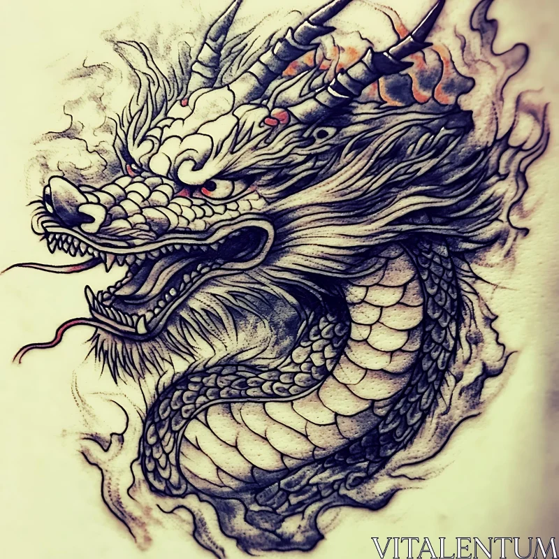 Mythical Dragon Tattoo Art AI Image