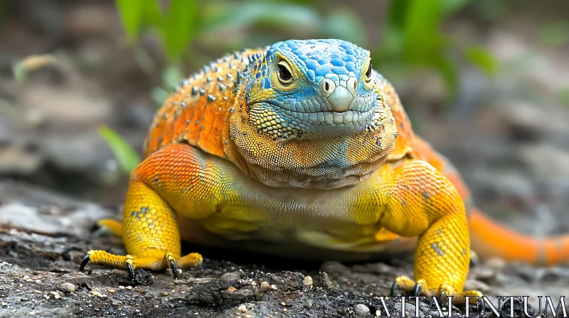 AI ART Colorful Land Iguana Close-Up