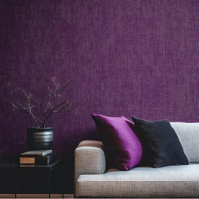 Modern Interior with Textured Purple Wall