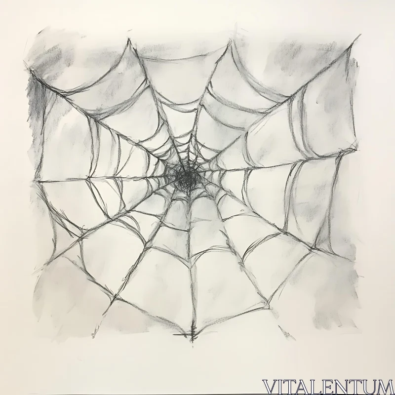 AI ART Monochrome Spiderweb Drawing