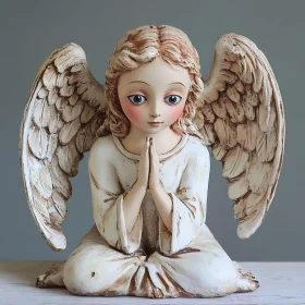 Kneeling Angel Sculpture with Wings