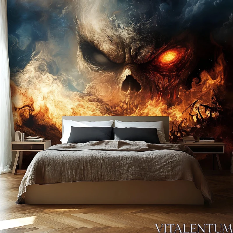 AI ART Inferno Skull Bedroom Design