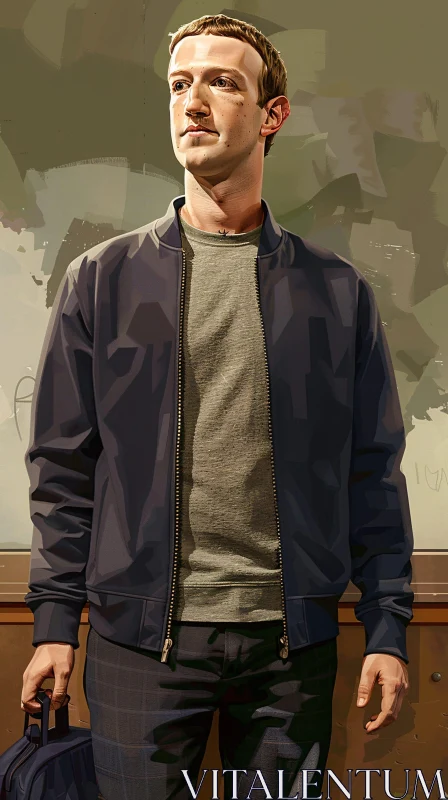 Mark Zuckerberg Digital Art Portrait AI Image