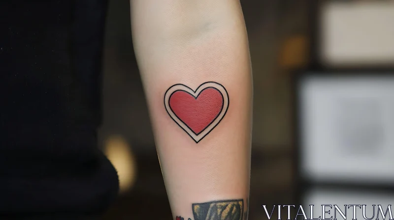 Simple Red Heart Tattoo Design AI Image