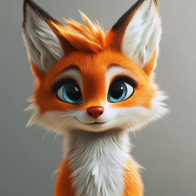 Smiling Fox Cartoon Character