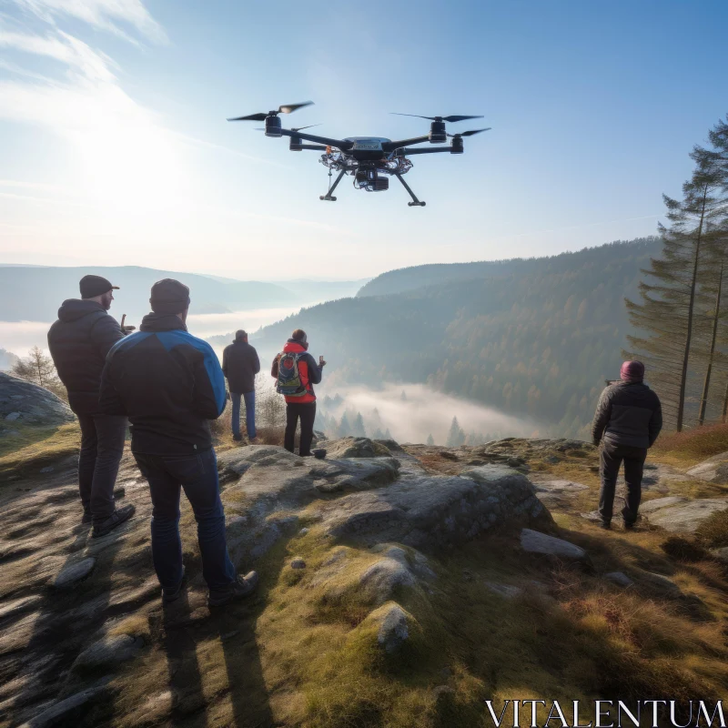 People and Drone: A Confluence of Nature and Technology AI Image