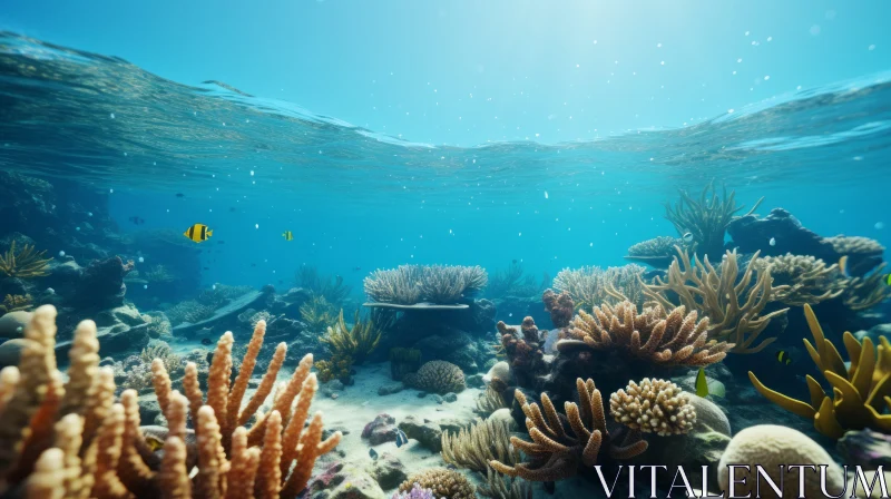 Underwater Coral Reef with Fish in Sunshine: An Australian Tonalism Masterpiece AI Image