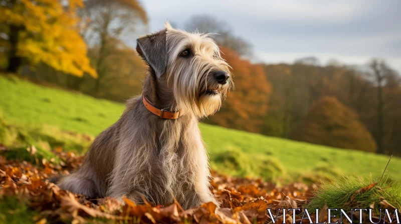 Weimaraner Dog in Autumn Leaves - Scottish Landscape Portraits AI Image