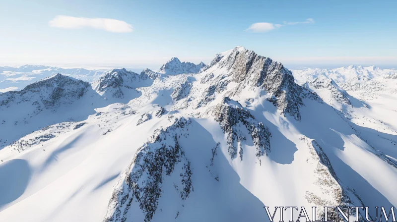 Expansive View of Snowy Mountains AI Image