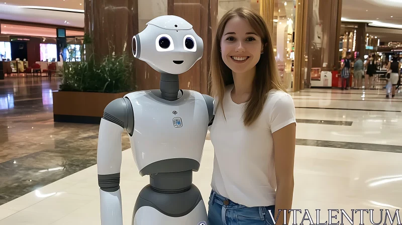 AI ART A Woman's Futuristic Meeting With Robot