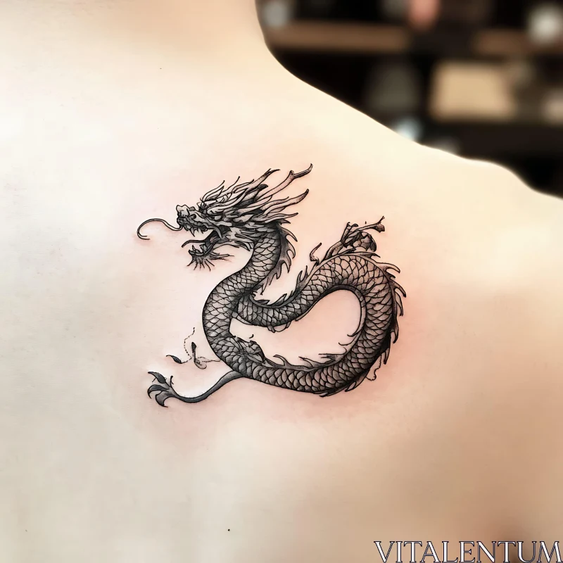 Mythical Dragon Tattoo Design on Skin AI Image