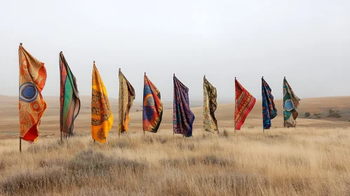 Patterned Flags Installation in Open Field