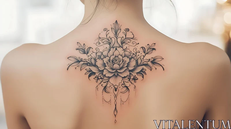 Sophisticated Black Flower Tattoo Design AI Image