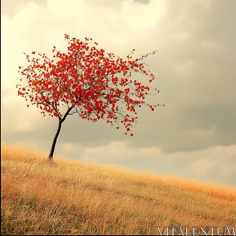 AI ART Autumn Tree in a Field