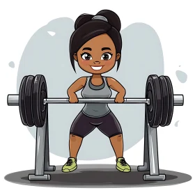 Cartoon Woman Lifting Weights