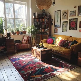 Cozy Living Room with Yellow Sofa