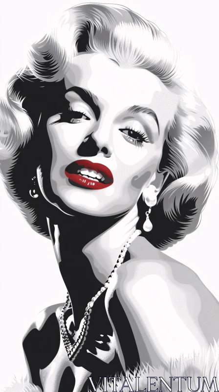 Marilyn Monroe Digital Art Portrait AI Image