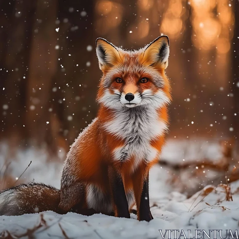 AI ART Winter Fox Portrait in Forest