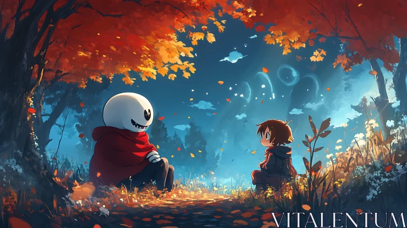 AI ART Anime Characters in Autumnal Forest