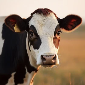 Black and White Cow Face Close-Up