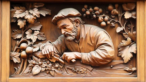 Wooden Relief of a Craftsman