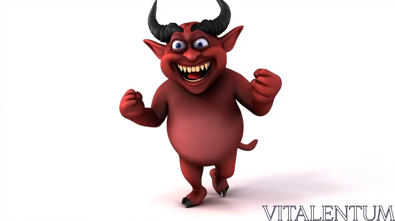 Playful Red Devil Cartoon Image AI Image