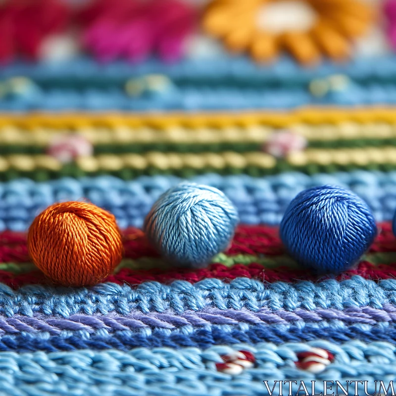 AI ART Colorful Yarn Balls on Intricate Crochet Patterns