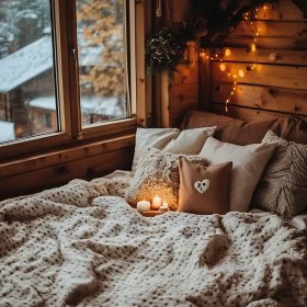 Warm Bedroom Interior with Soft Lighting