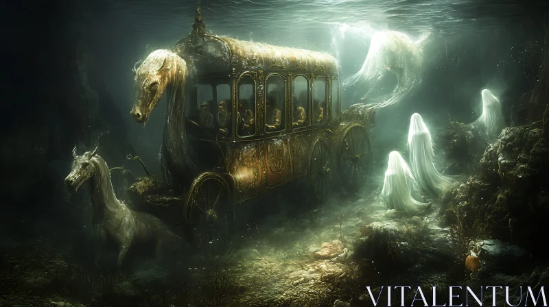 Submerged Carriage and Spectral Guardians AI Image